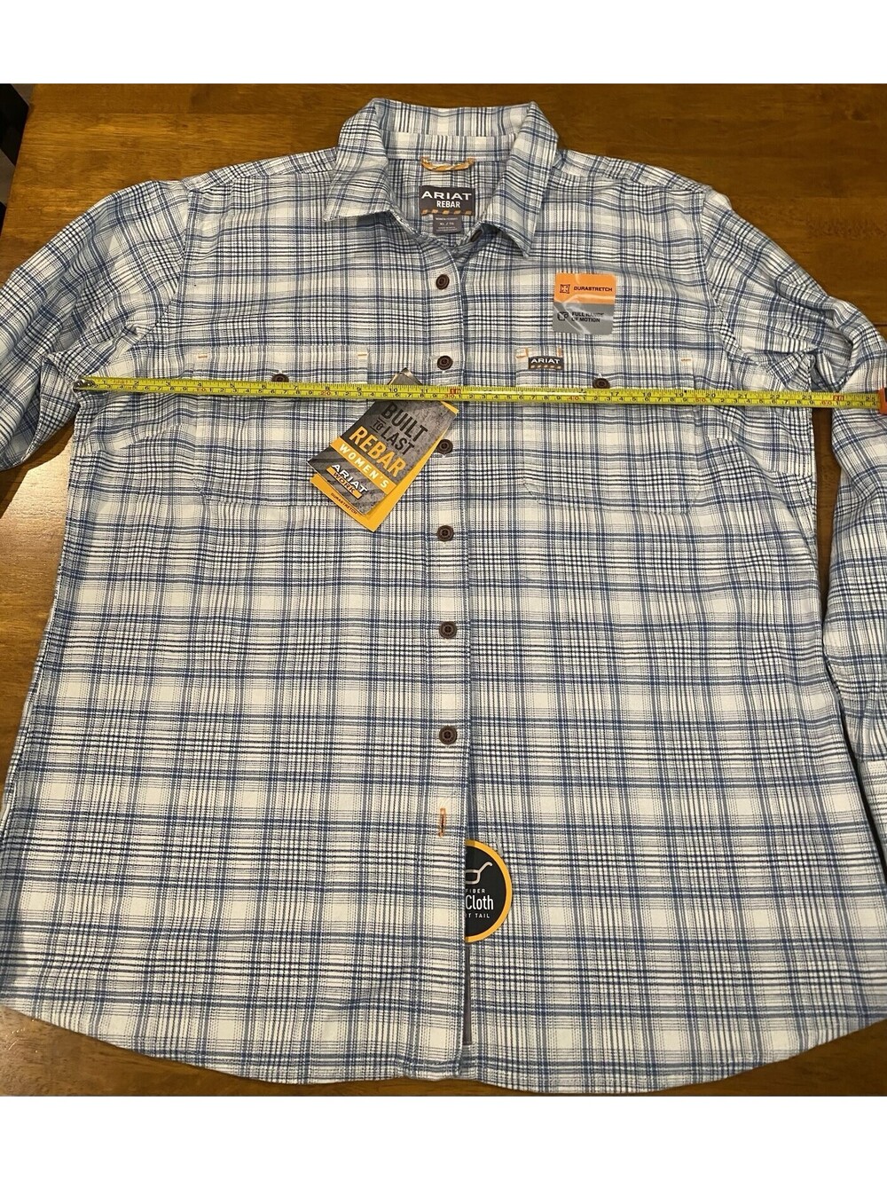 Ariat Women's Rebar Blue Plaid Long Sleeve Button-Up Work Shirt XL New with Tags - Picture 7 of 9
